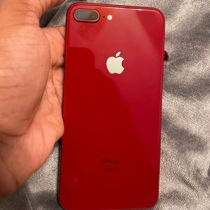 Red IPhone 8 Plus .Phone has cracks ,but doesn’t affect any features on phone .